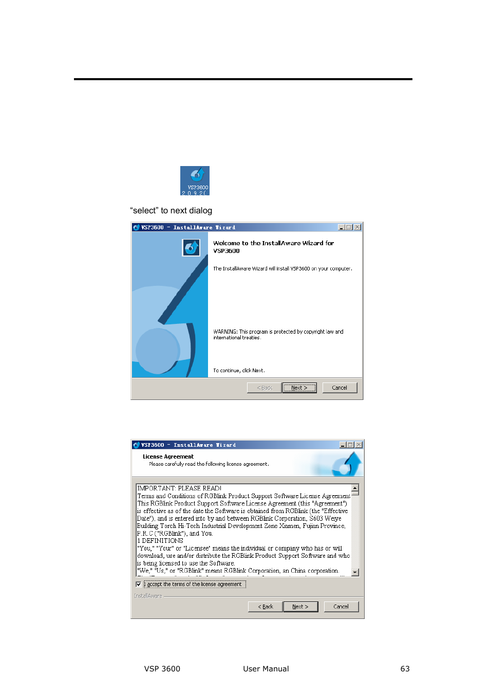 Install software, Communication software guideline | RGBLink VSP 3600 User Manual User Manual | Page 63 / 133