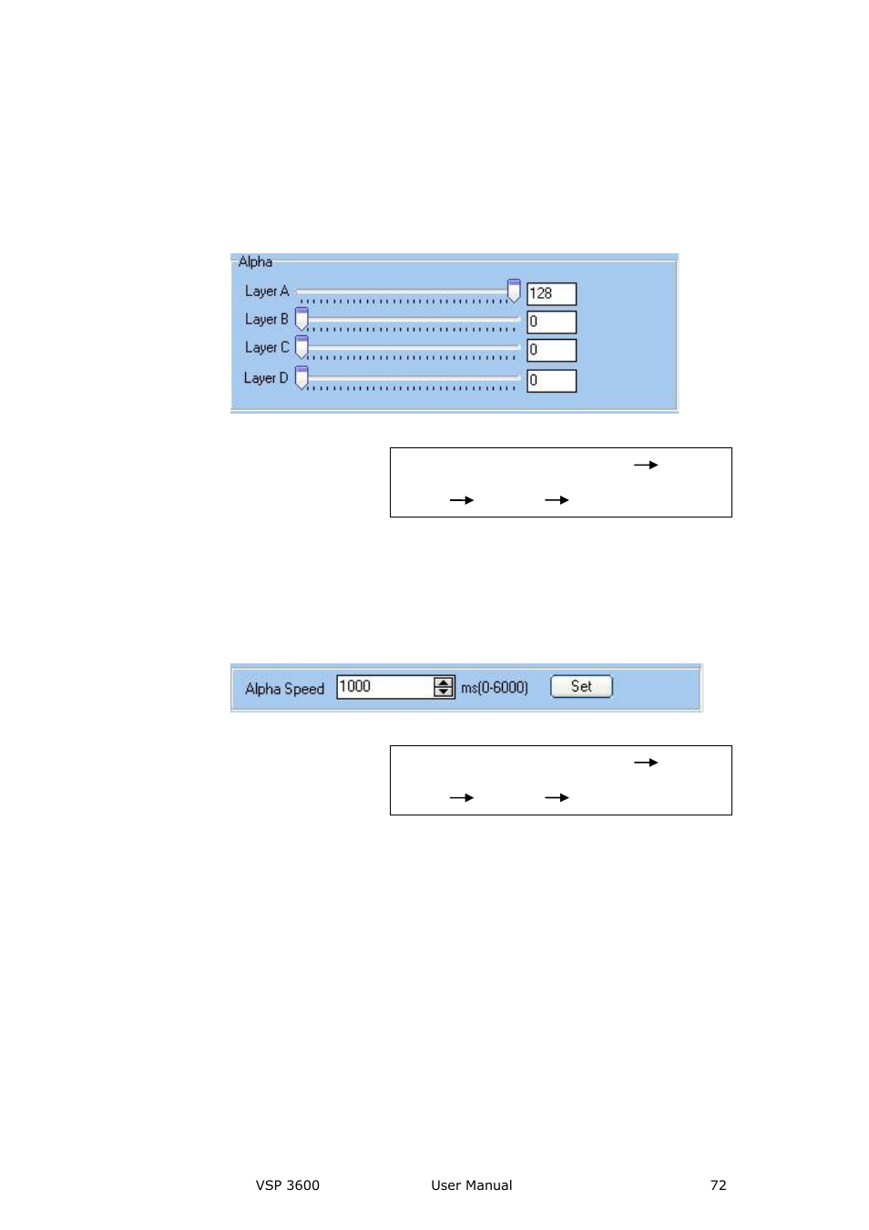 Alpha speed settings, Color key settings, Communication software guideline | RGBLink VSP 3600 User Manual User Manual | Page 72 / 133