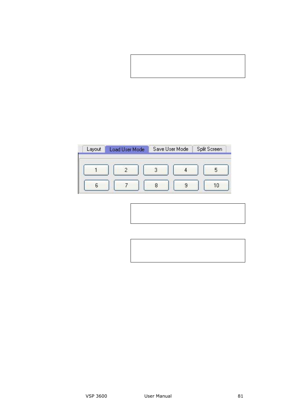 Load user mode, Save user mode, Communication software guideline | RGBLink VSP 3600 User Manual User Manual | Page 81 / 133