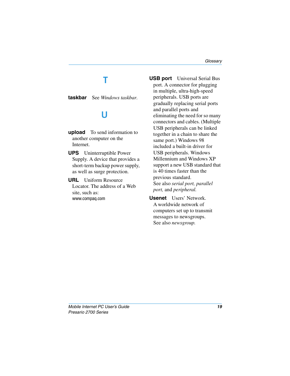 Usenet | Compaq PRESARIO 2700 User Manual | Page 129 / 136