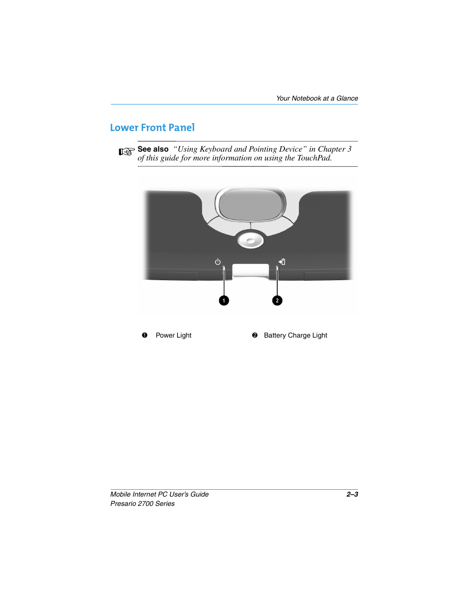 Lower front panel, Lower front panel –3 | Compaq PRESARIO 2700 User Manual | Page 16 / 136
