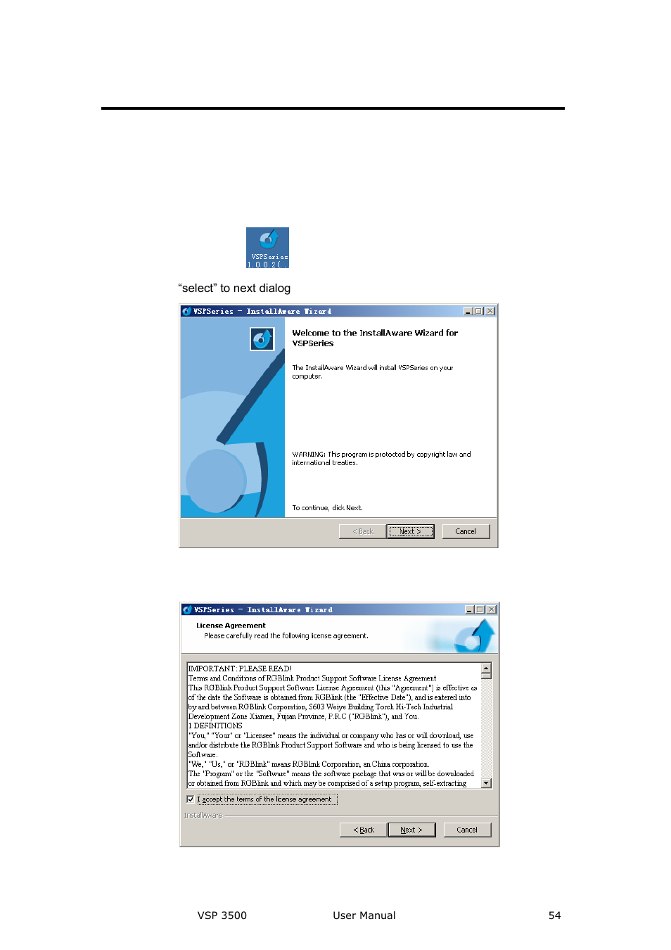 Install software, Communication software guideline | RGBLink VSP 3500 User Manual User Manual | Page 54 / 112