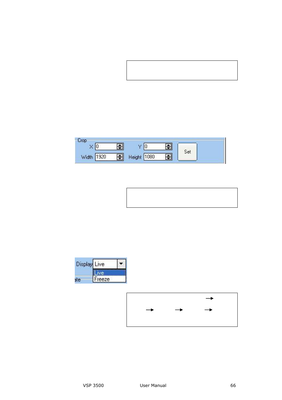 Crop settings, Display mode, Communication software guideline | RGBLink VSP 3500 User Manual User Manual | Page 66 / 112