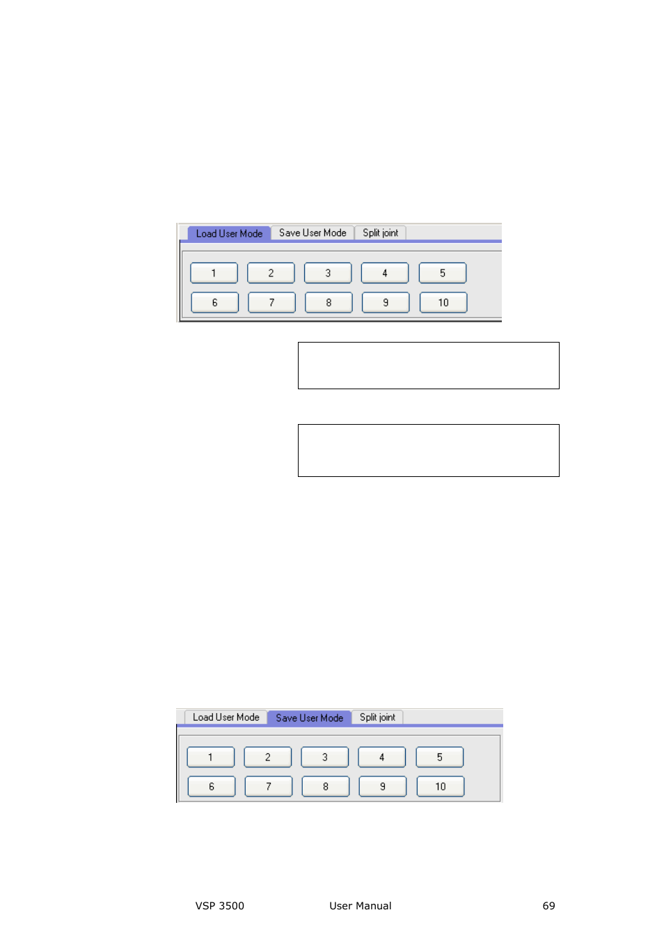 Load user mode, Save user mode, Communication software guideline | RGBLink VSP 3500 User Manual User Manual | Page 69 / 112