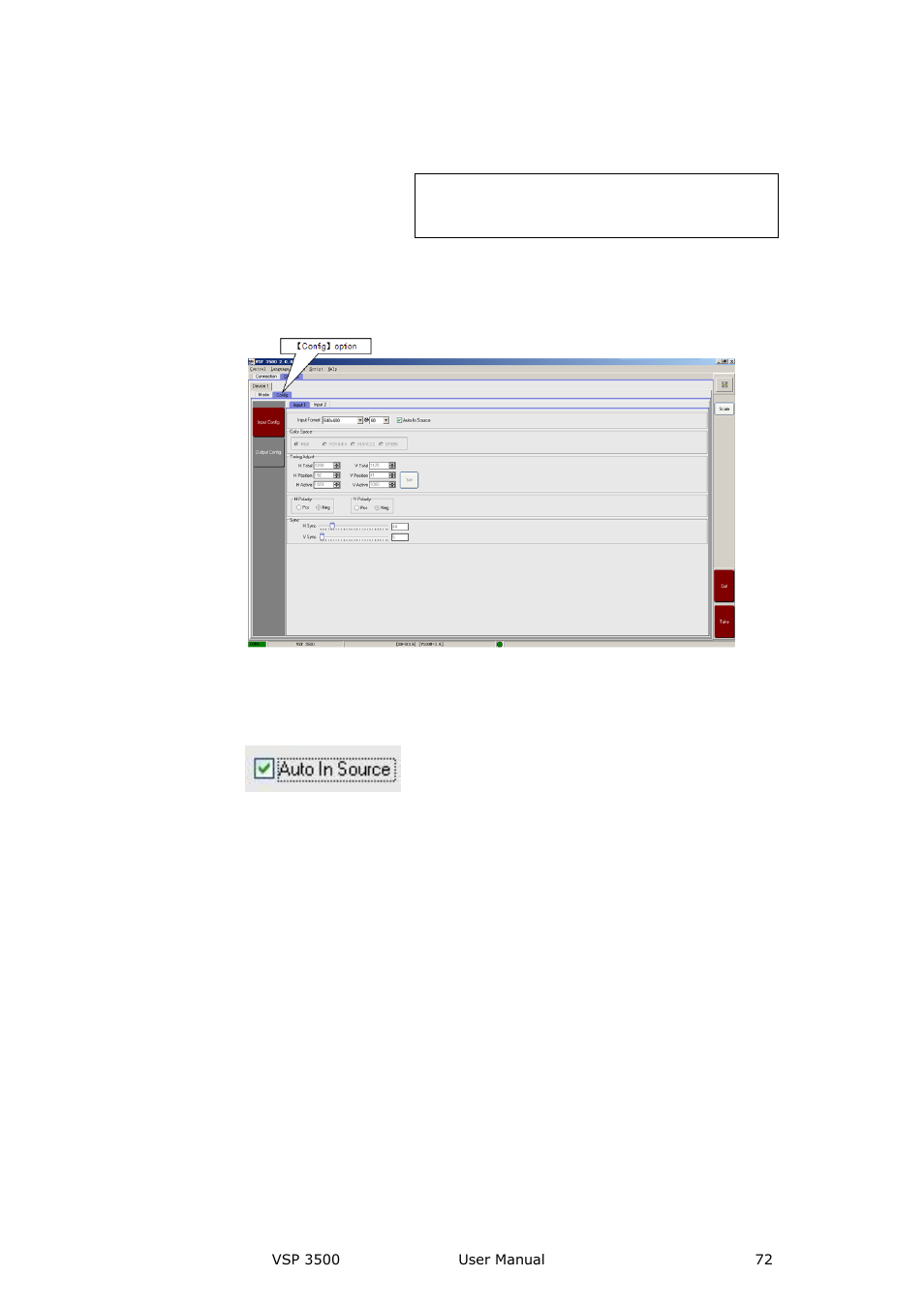 Input config, Communication software guideline, Config mode | RGBLink VSP 3500 User Manual User Manual | Page 72 / 112