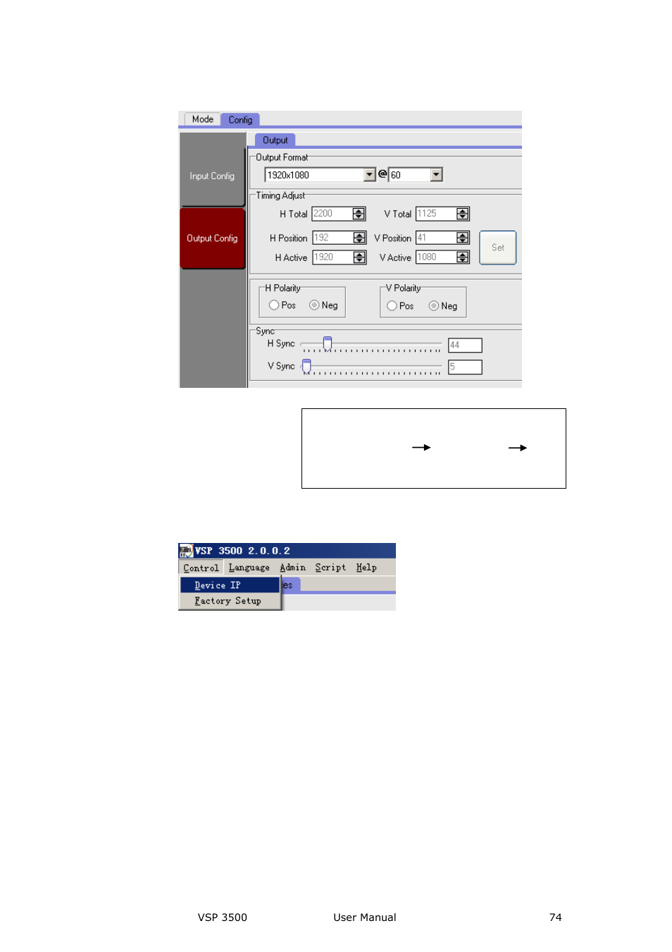 Control, Ip setting, Communication software guideline | RGBLink VSP 3500 User Manual User Manual | Page 74 / 112