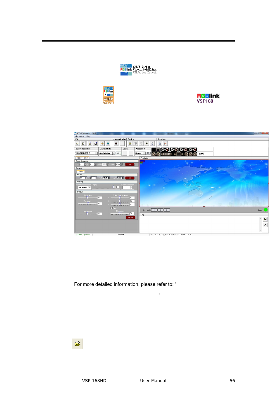 Software operation, Connection, File toolbar | Communication software guideline | RGBLink VSP 168HD User Manual User Manual | Page 56 / 100