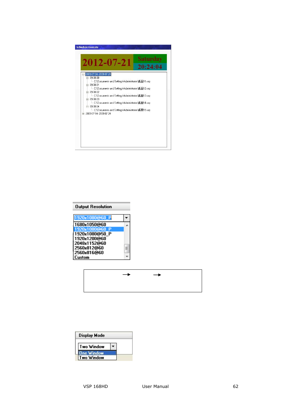 Output resolution toolbar, Images display mode toolbar, Communication software guideline | RGBLink VSP 168HD User Manual User Manual | Page 62 / 100