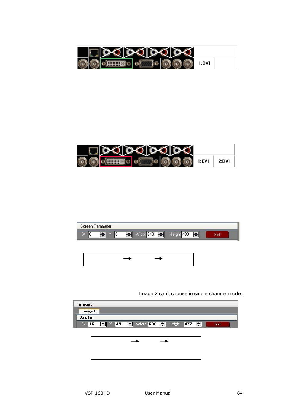 Screen parameter toolbar, Image toolbar, Communication software guideline | RGBLink VSP 168HD User Manual User Manual | Page 64 / 100