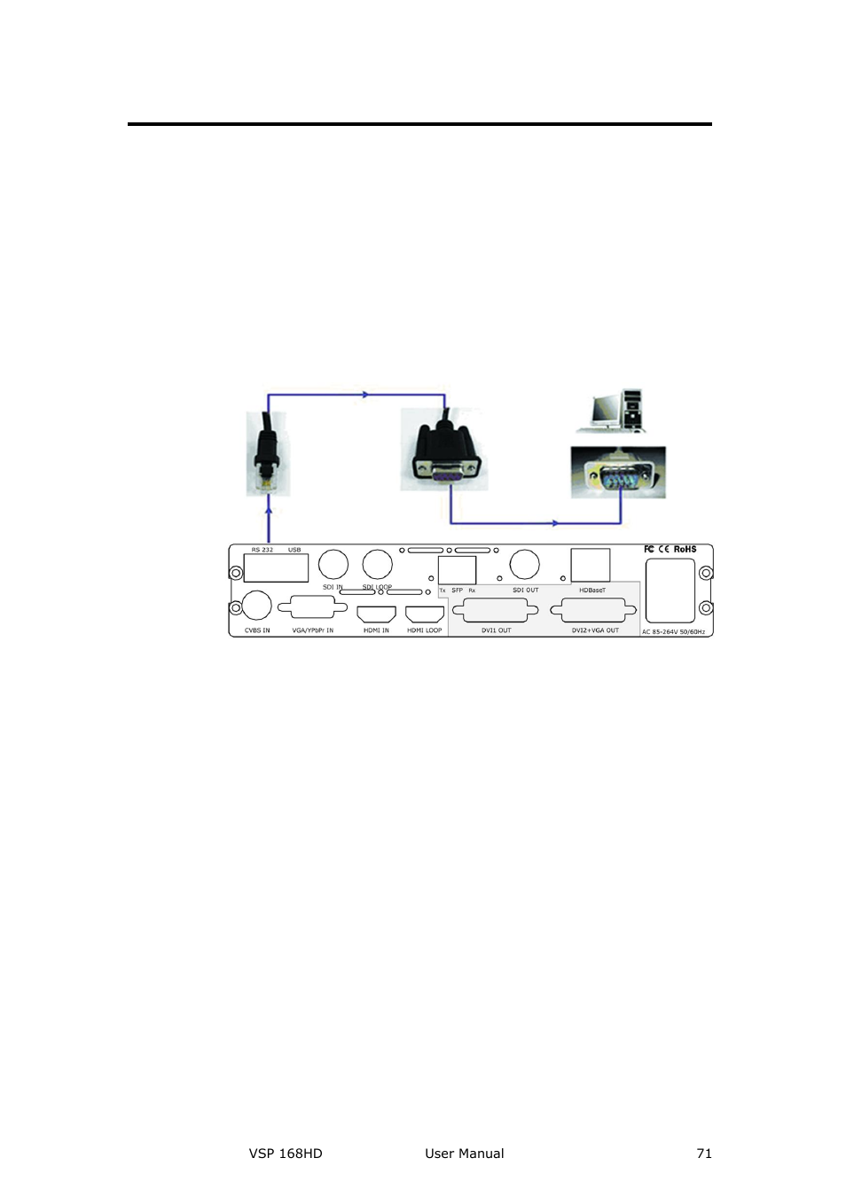 How to connect windows control program by rs232, Interface, Communication software guideline | RGBLink VSP 168HD User Manual User Manual | Page 71 / 100