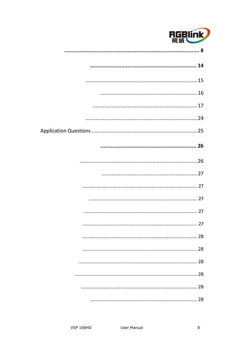 Content | RGBLink VSP 168HD User Manual User Manual | Page 8 / 100