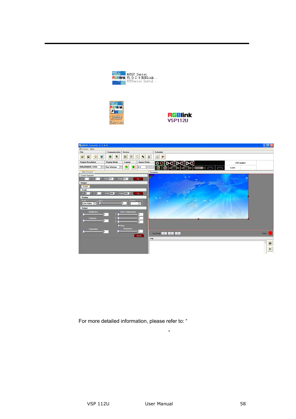 Software operation, Connection, File toolbar | Communication software guideline | RGBLink VSP 112U User Manual | Page 58 / 108