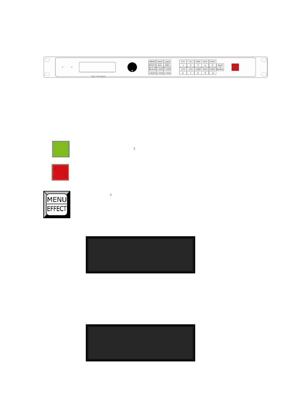 Lcd panel, Menu buttons, Hardware orientation | Color operation panel | RGBLink VSP 1314 User Manual User Manual | Page 28 / 76