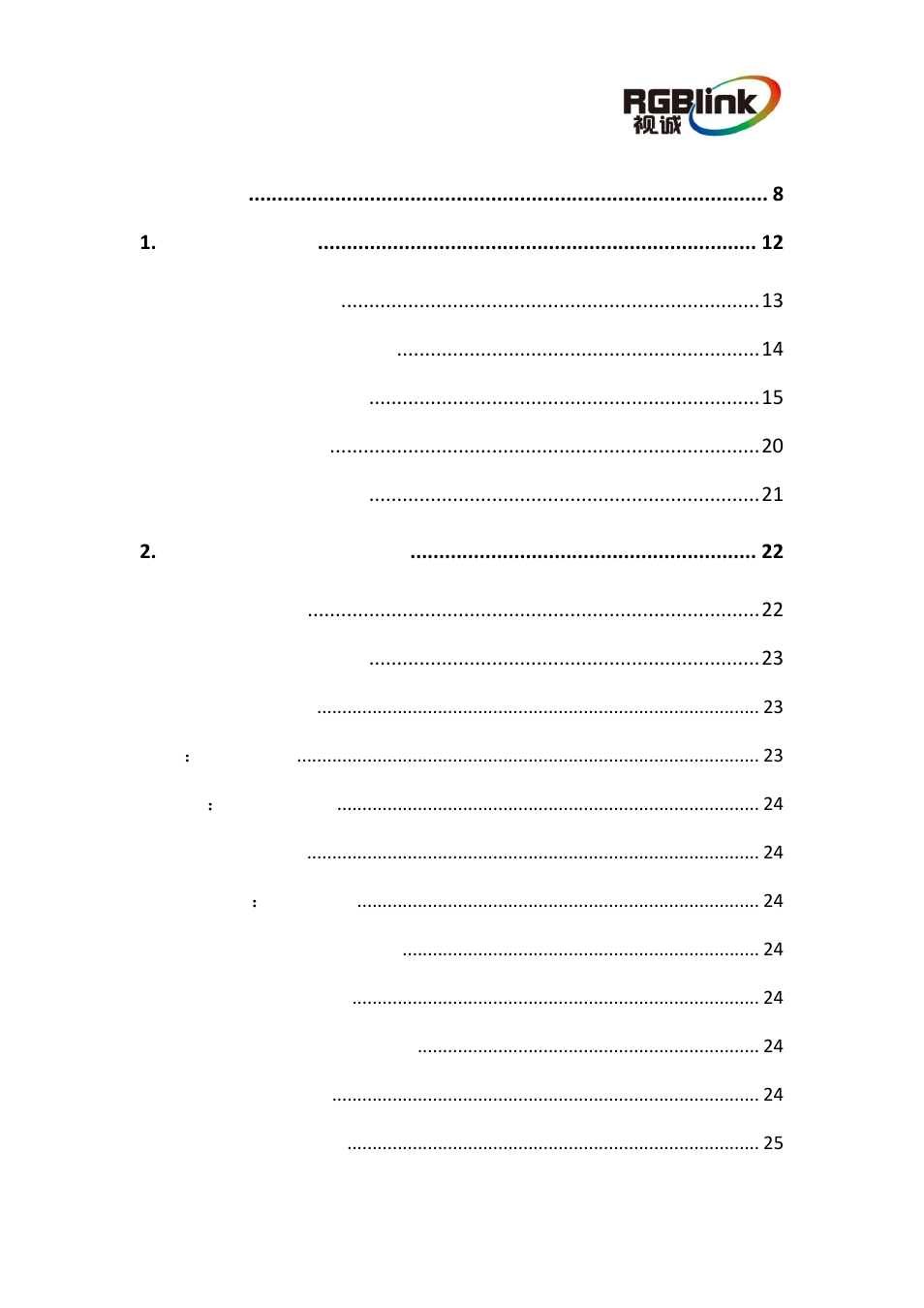 Content | RGBLink VSP 1314 User Manual User Manual | Page 8 / 76