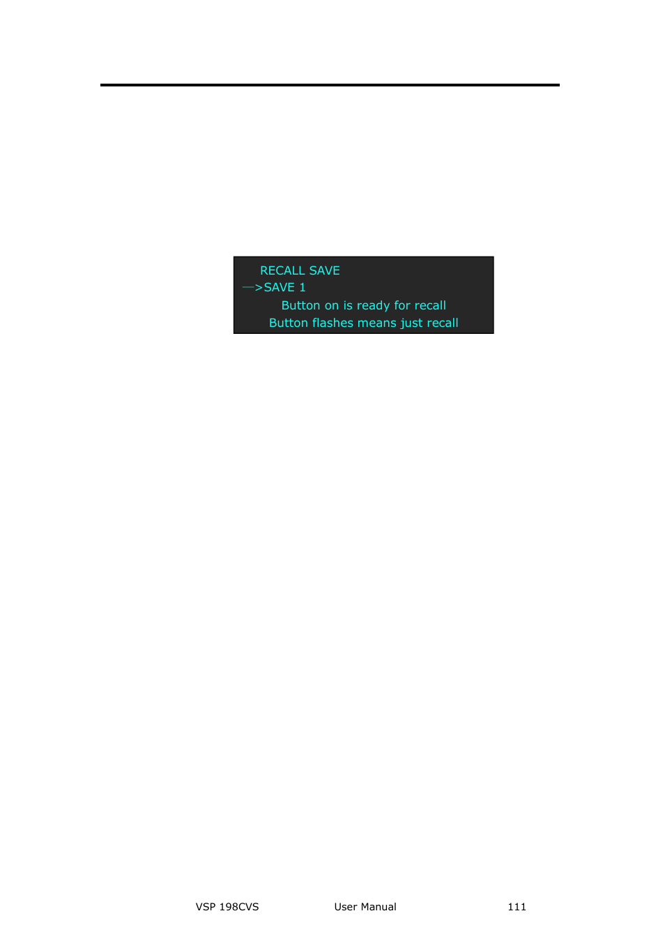 How to load the saved parameter, How to load the, Saved parameter | System setup and operation | RGBLink VSP 198CVS User Manual User Manual | Page 111 / 122