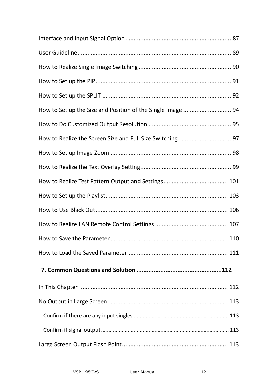 RGBLink VSP 198CVS User Manual User Manual | Page 12 / 122