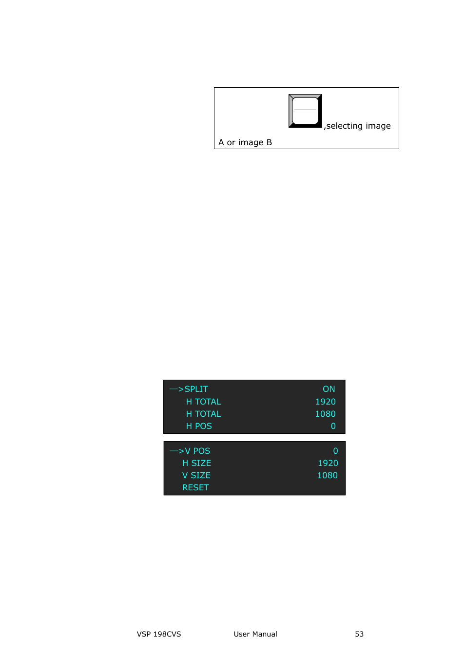 Split function, Menu orientation | RGBLink VSP 198CVS User Manual User Manual | Page 53 / 122