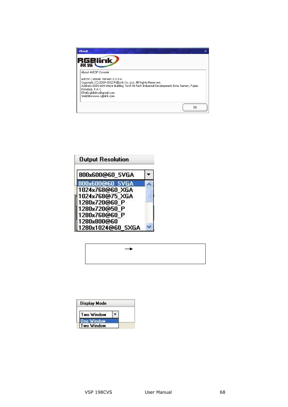 Output resolution toolbar, Images display mode toolbar, Layout toolbar | Communication software guideline | RGBLink VSP 198CVS User Manual User Manual | Page 68 / 122