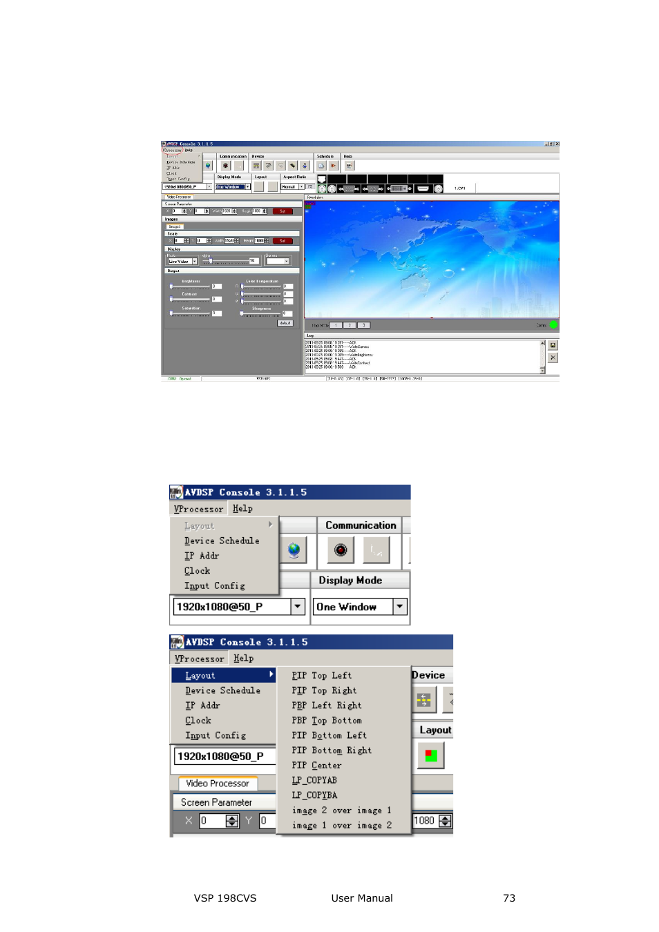 Video processor] options, Communication software guideline | RGBLink VSP 198CVS User Manual User Manual | Page 73 / 122