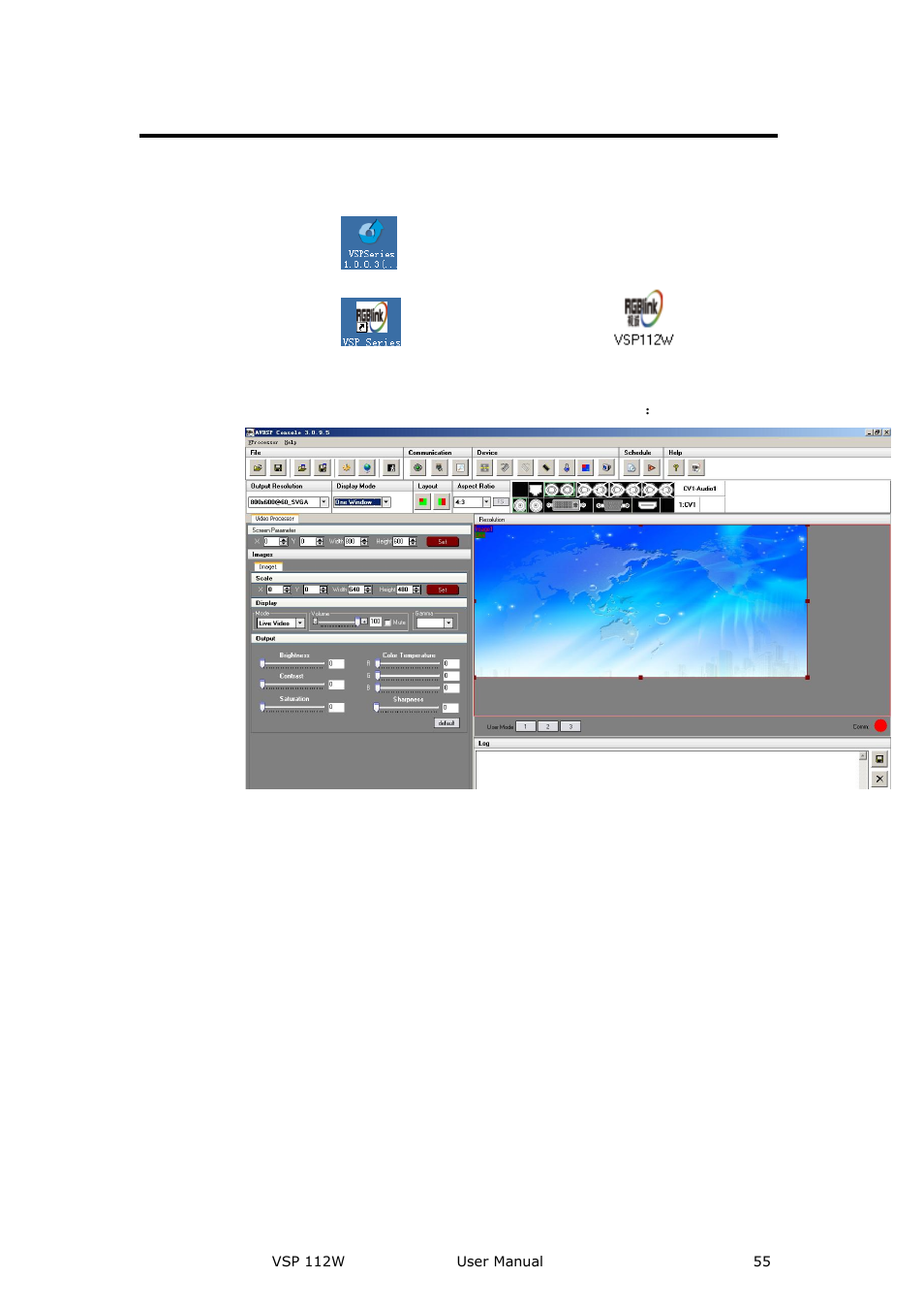 Software operation, Connection, Communication software guideline | RGBLink VSP 112W User Manual User Manual | Page 55 / 130