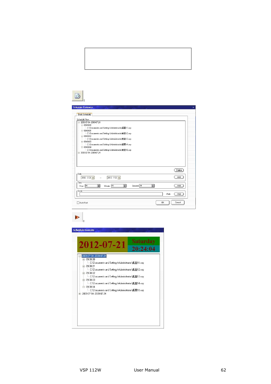 Schedule toolbar, Communication software guideline | RGBLink VSP 112W User Manual User Manual | Page 62 / 130