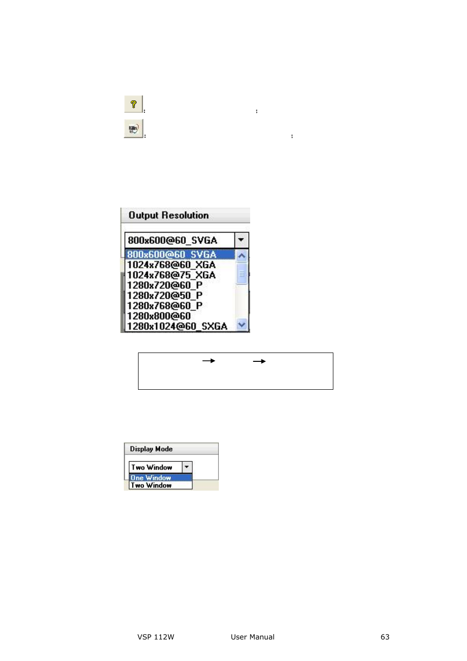Help toolbar, Output resolution toolbar, Images display mode toolbar | Layout toolbar, Communication software guideline | RGBLink VSP 112W User Manual User Manual | Page 63 / 130