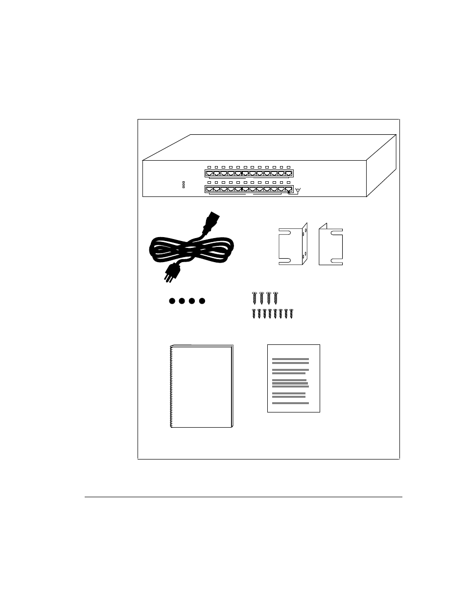 Figure 1-1. package contents, Rack-mounting brackets | Compaq 1124 User Manual | Page 10 / 30