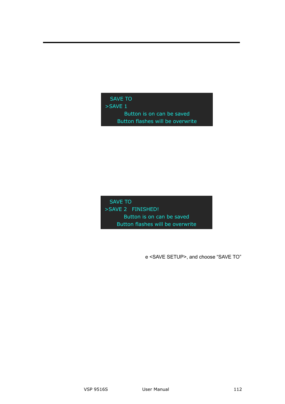 How to save the parameter, System setup and operation | RGBLink VSP 9516S User Manual User Manual | Page 112 / 131