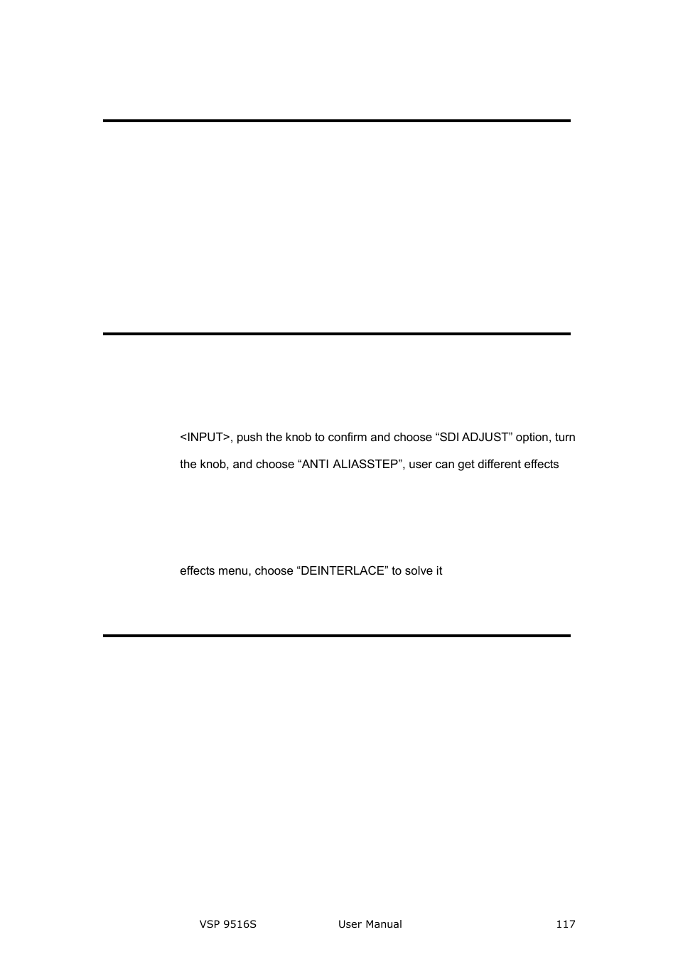 All key lights light on simultaneously, Check if dial switch is normal, Aliasstep or shake when input sdi signal | Spottted image or freeze when switch cv signal, Normal phenomenon, Spotted image or freeze when switch cv signal | RGBLink VSP 9516S User Manual User Manual | Page 117 / 131