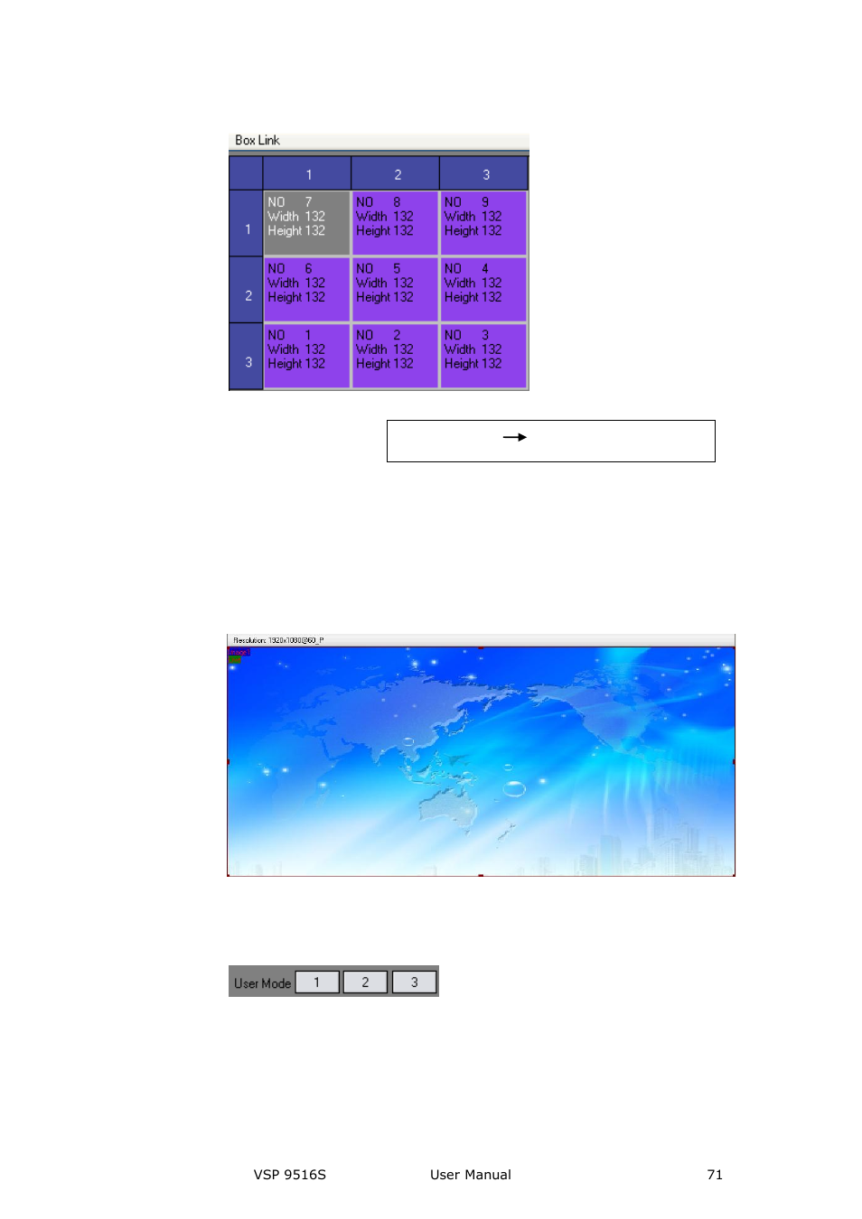 Images display toolbar, User mode toolbar, Log toolbar | Communication software guideline | RGBLink VSP 9516S User Manual User Manual | Page 71 / 131