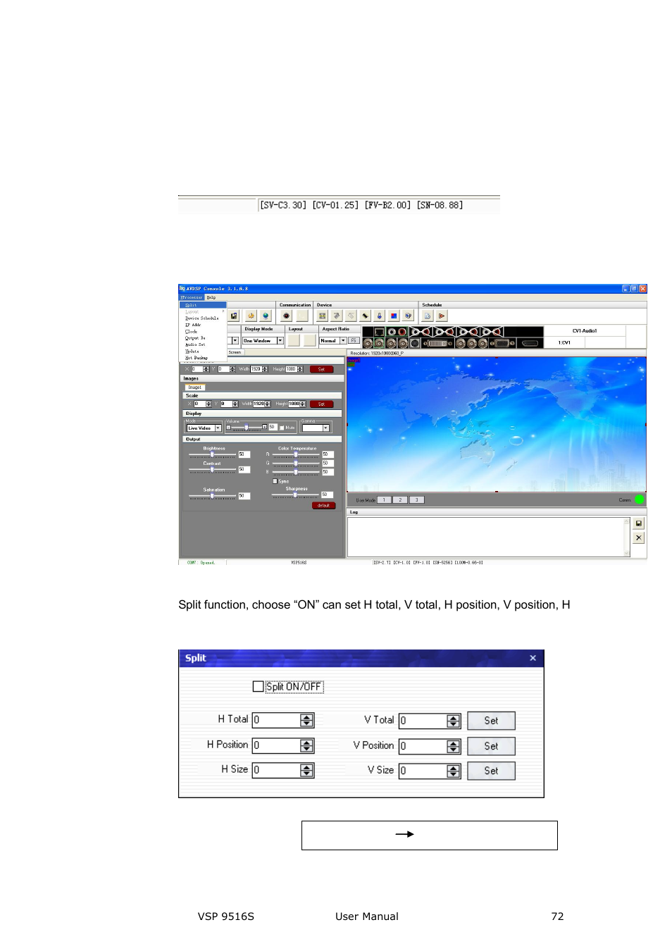 Information toolbar, Video processor] options, Communication software guideline | RGBLink VSP 9516S User Manual User Manual | Page 72 / 131