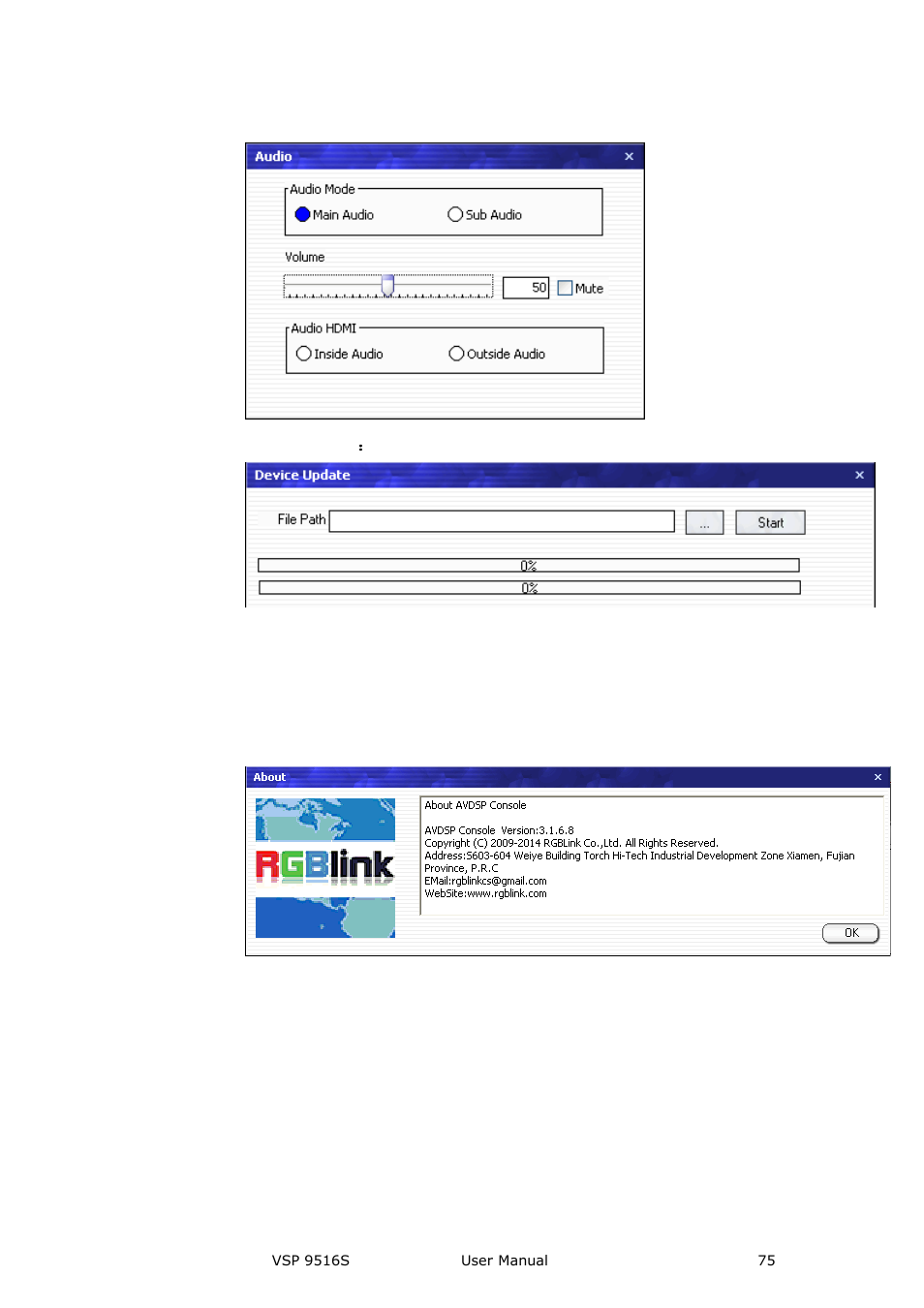 Help] options, Communication software guideline | RGBLink VSP 9516S User Manual User Manual | Page 75 / 131