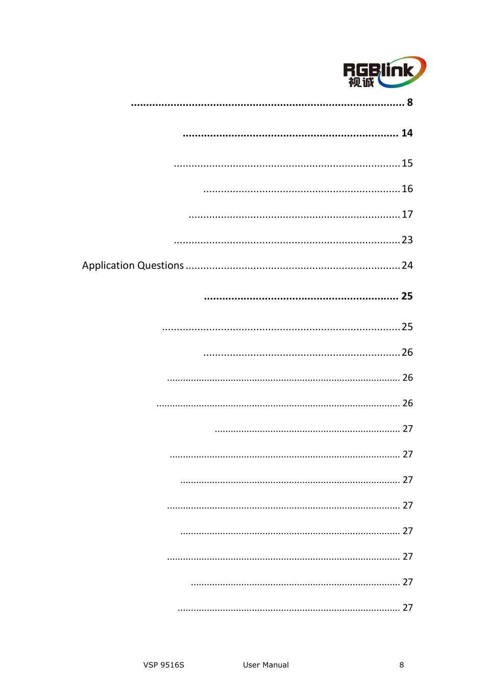 Content | RGBLink VSP 9516S User Manual User Manual | Page 8 / 131