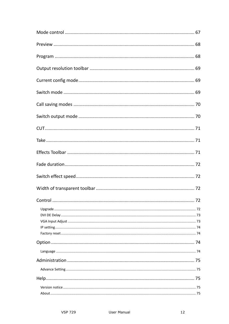 RGBLink VSP 729 User Manual | Page 12 / 102