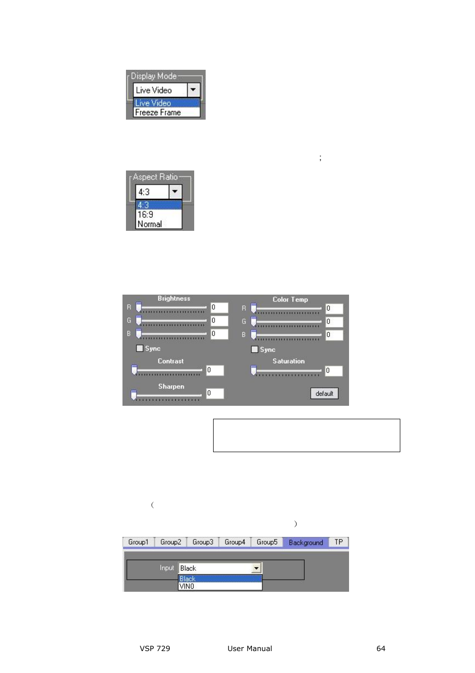 Ration, Image, Background | Communication software guideline | RGBLink VSP 729 User Manual | Page 64 / 102