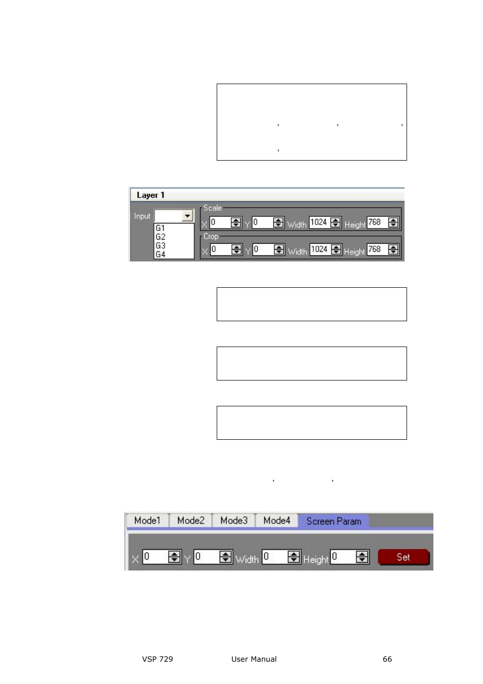 Layer, Screen param, Communication software guideline | Effects | RGBLink VSP 729 User Manual | Page 66 / 102