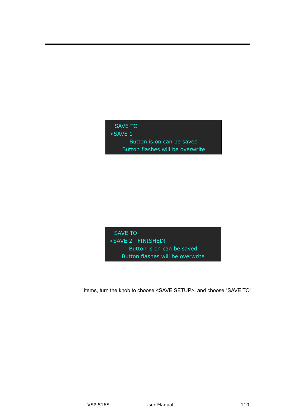 How to save the parameter, System setup and operation | RGBLink VSP 516S User Manual User Manual | Page 110 / 131