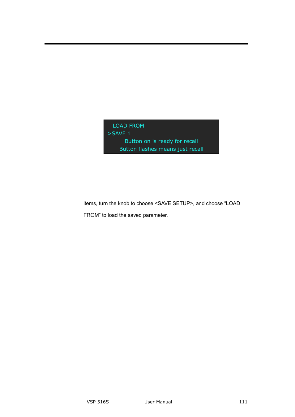 How to load the saved parameter, System setup and operation | RGBLink VSP 516S User Manual User Manual | Page 111 / 131