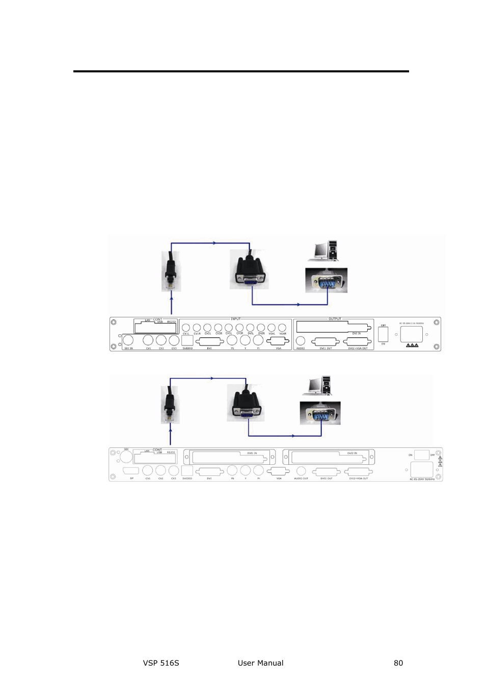 How to connect windows control program by rs232, Interface, How to connect windows | Control program by rs232 interface, Communication software guideline | RGBLink VSP 516S User Manual User Manual | Page 80 / 131