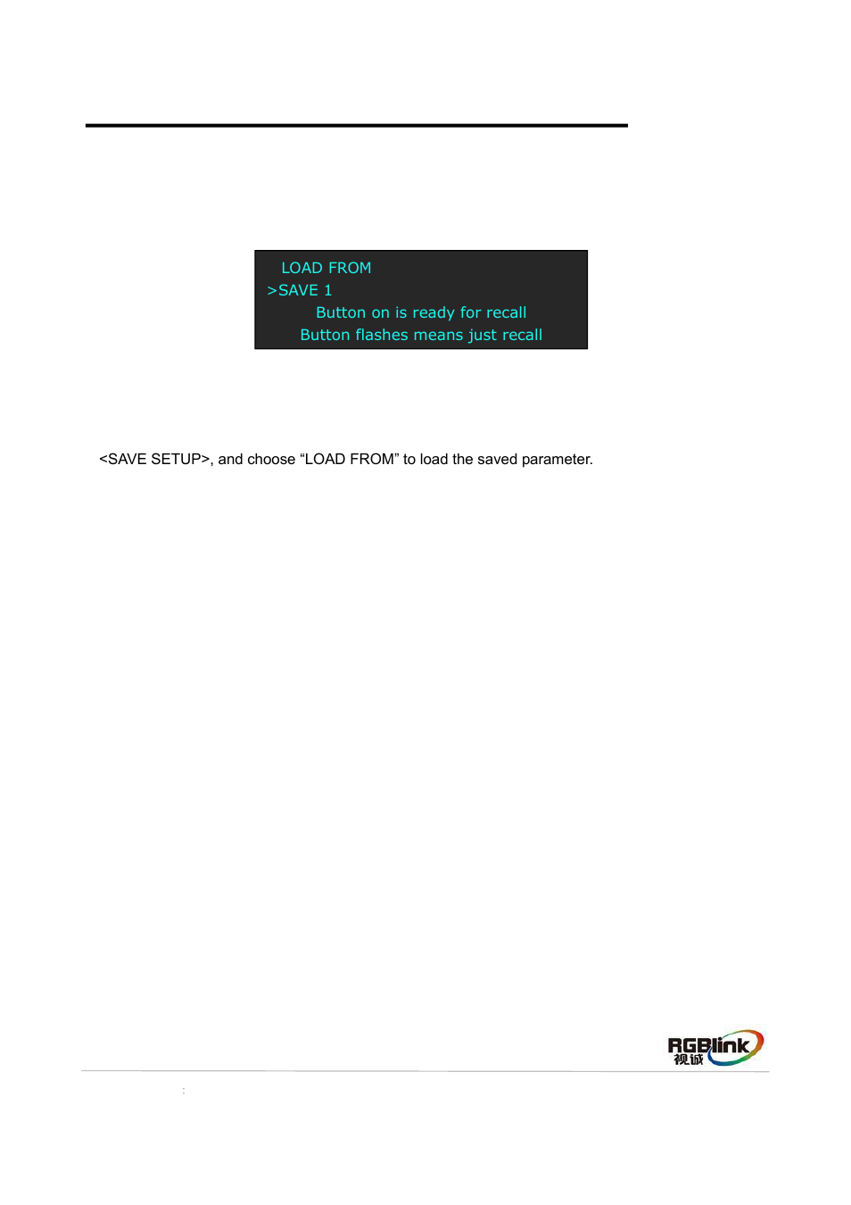 How to load the saved parameter | RGBLink VSP 516S Quick Start User Manual | Page 18 / 24