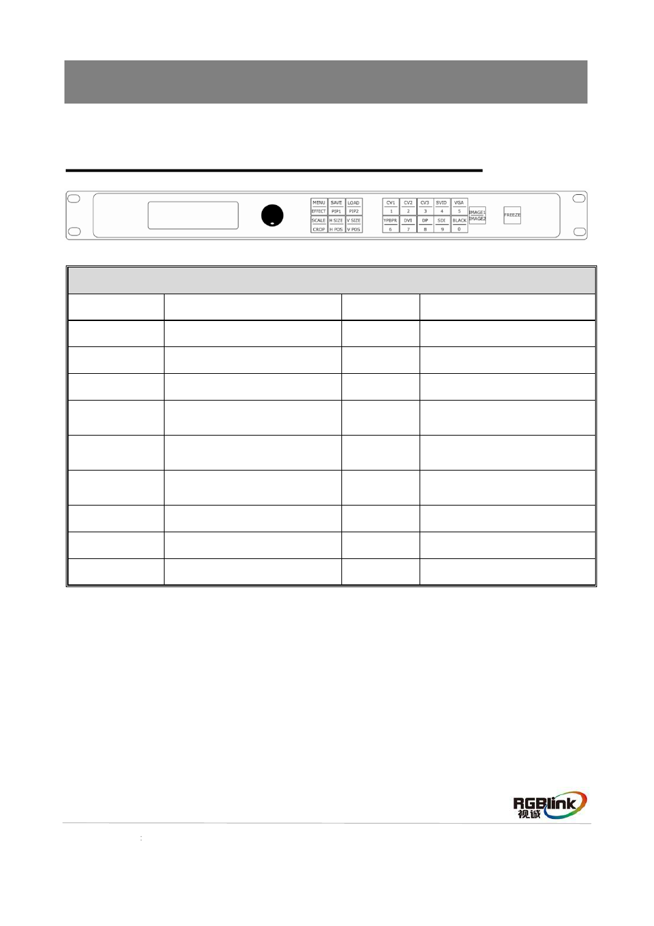 Hardware orientation, Front panel | RGBLink VSP 516S Quick Start User Manual | Page 5 / 24