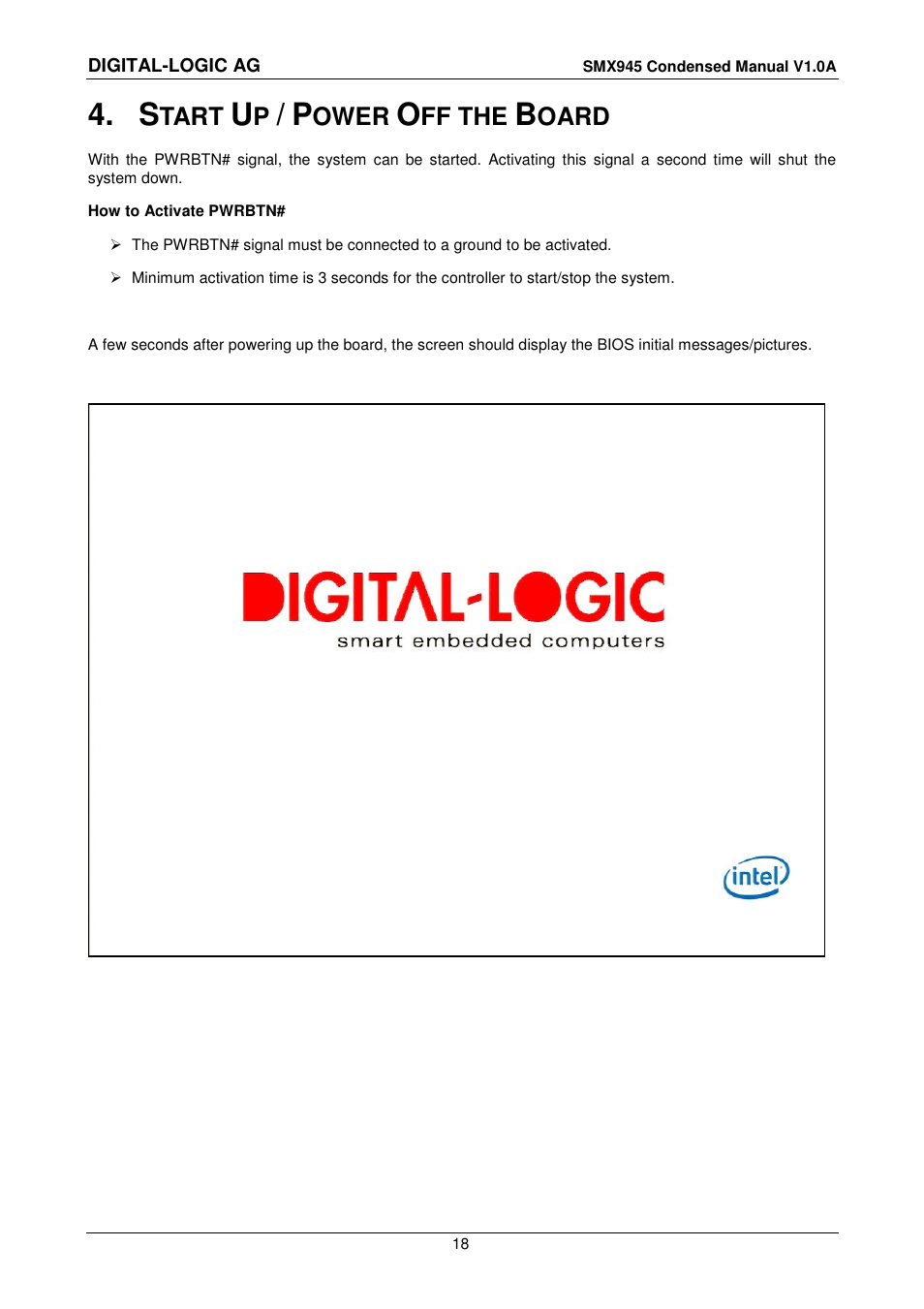 4 start up / power off the board, Tart, Ower | Ff the, Oard | Compaq SmartModule Express SMX945 User Manual | Page 18 / 21