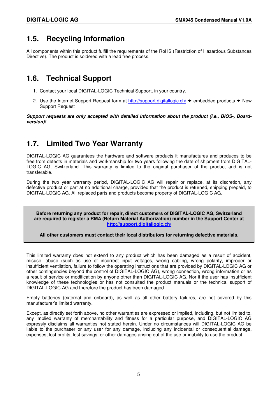 5 recycling information, 6 technical support, 7 limited two year warranty | Recycling information, Technical support, Limited two year warranty | Compaq SmartModule Express SMX945 User Manual | Page 5 / 21