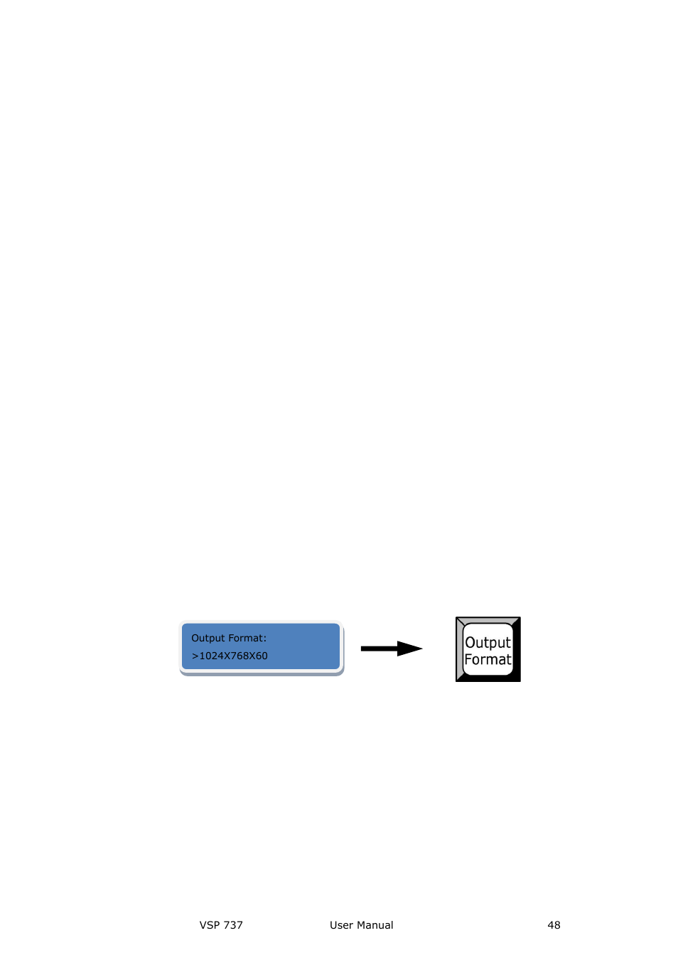 Menu ---status, Menu ---reset, Menu --- language | Menu --- output, Status, Reset, Language, Output, Menu orientation | RGBLink VSP 737 User Manual User Manual | Page 48 / 85