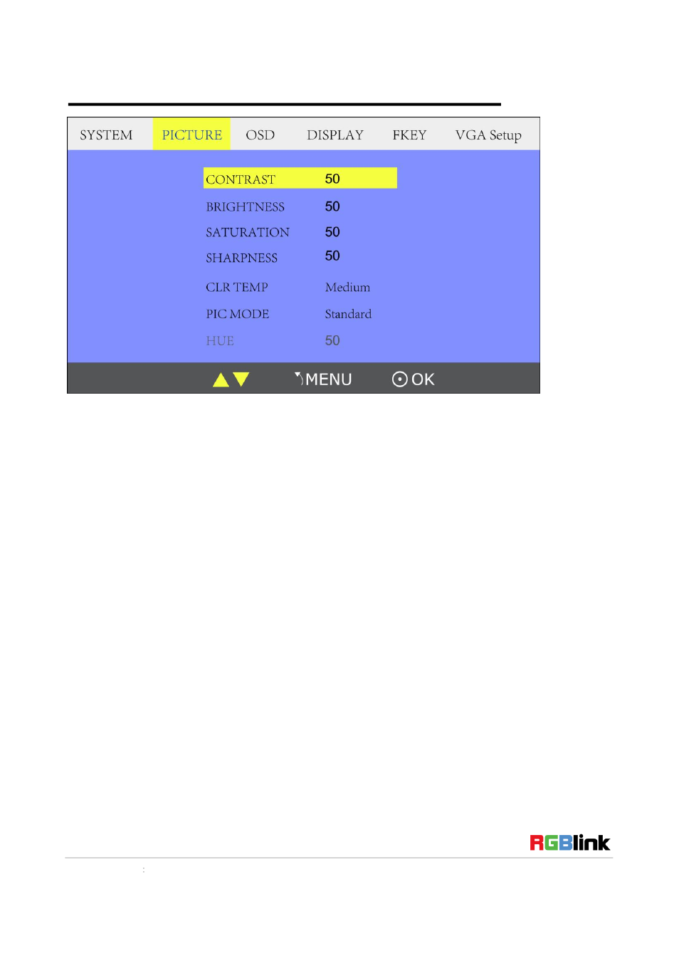 Picture submenu | RGBLink RMS 8424S Quick Start User Manual | Page 10 / 19