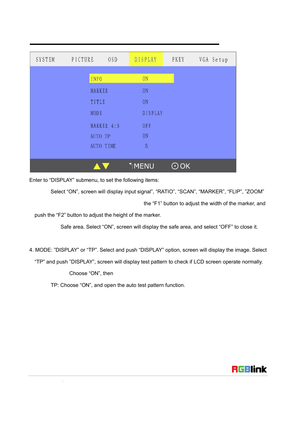 Display submenu | RGBLink RMS 8424S Quick Start User Manual | Page 12 / 19