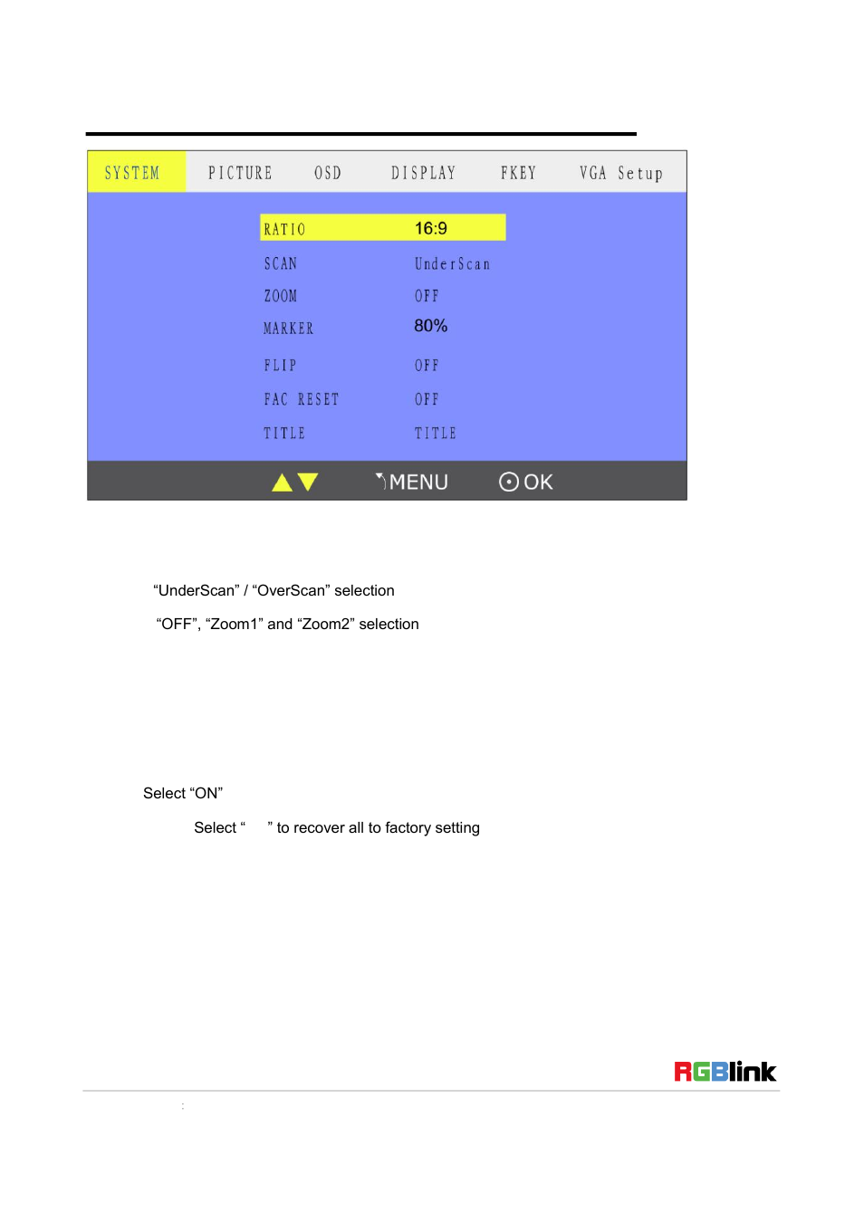 System submenu | RGBLink RMS 8424S Quick Start User Manual | Page 9 / 19