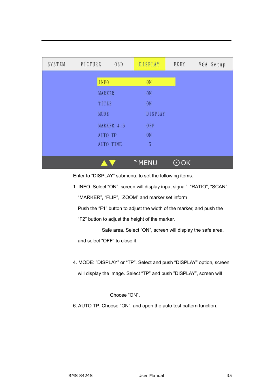 Display submenu, Menu operation | RGBLink RMS 8424S User Manual User Manual | Page 35 / 49