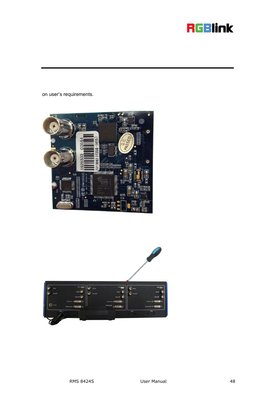 C. rms 8424s optional module: sdi input module, Rms 8424s optional module: sdi input module | RGBLink RMS 8424S User Manual User Manual | Page 48 / 49
