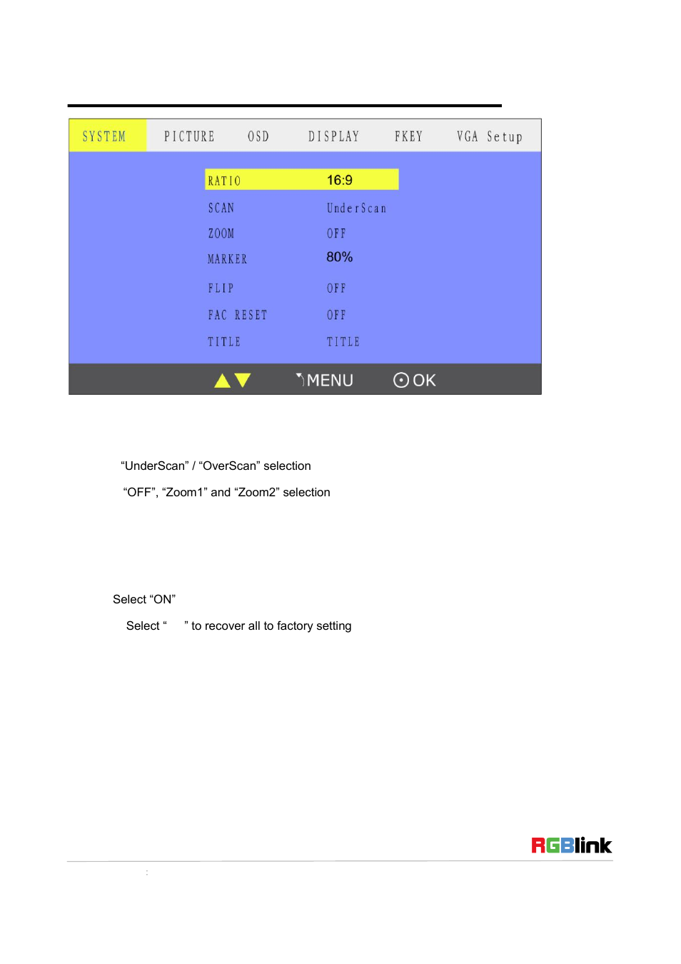 System submenu | RGBLink RMS 5533 Quick Start User Manual | Page 9 / 20